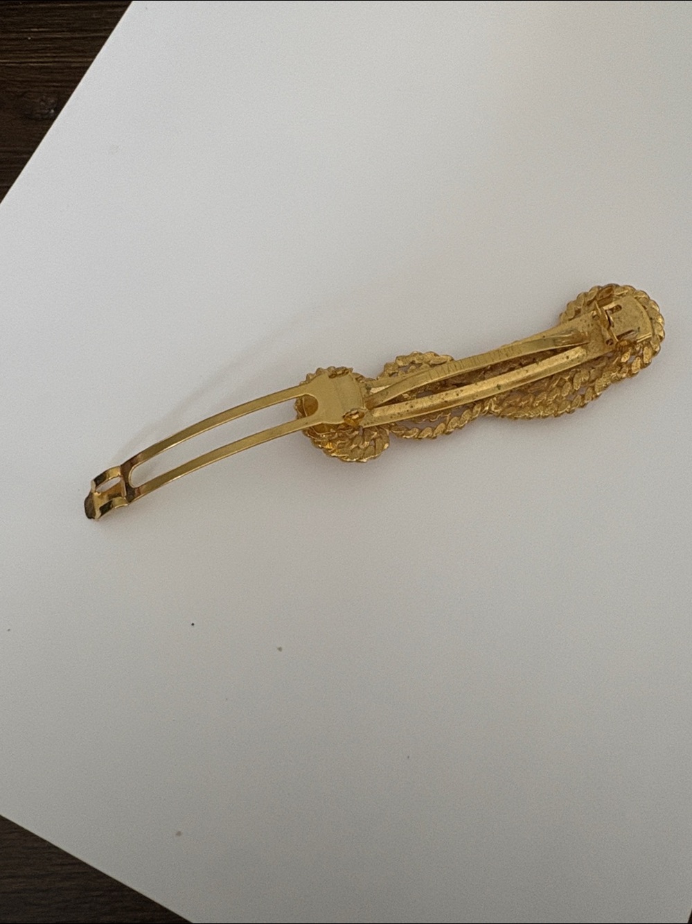Vintage French Gold Rope Knot Barrette Hair Clip - Classic Women's Accessory - Picture 5 of 7